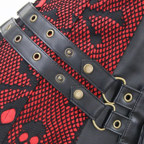 Women First Black\RED Steampunk Vintage Spiral Steel Boned Corset Bustier - Picture 6 of 6